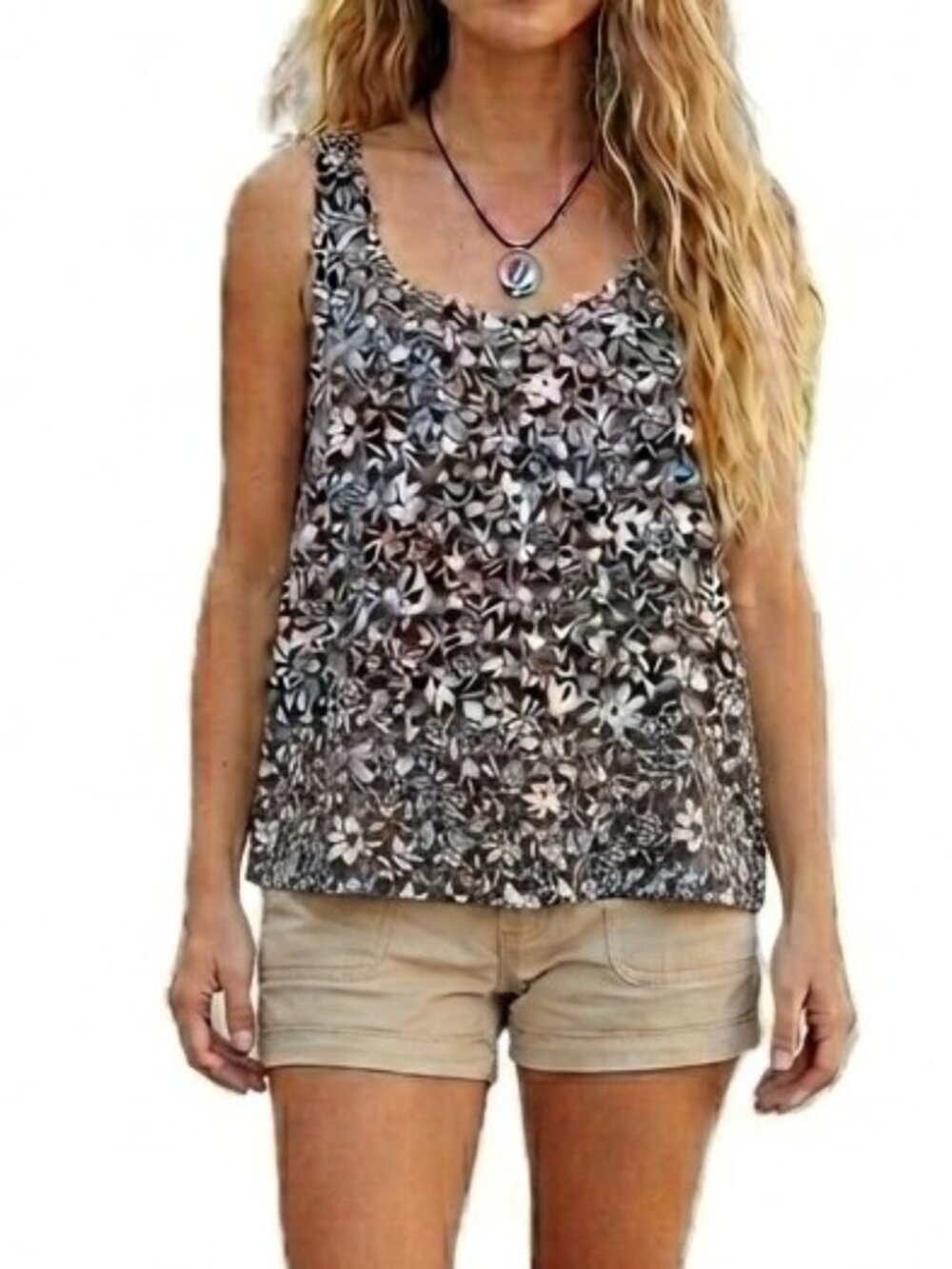 Uniqlo Co., Ltd. Brown Cotton Floral Top Size XS